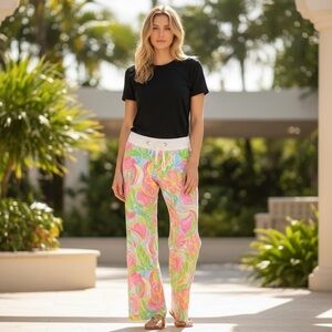 Lilly Pulitzer So a Peeling Beach Wide Leg Pants 100% Linen XS